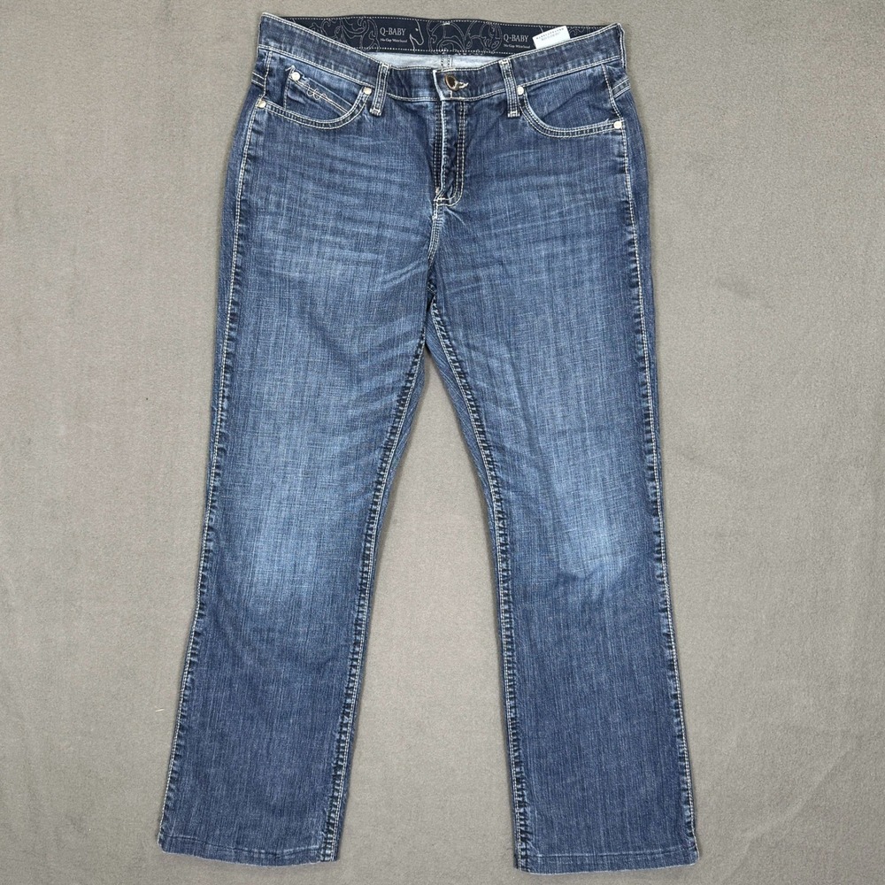 Wrangler Q-Baby Jeans Women 9/10X32 Blue Bootcut Ultimate Riding Western Denim